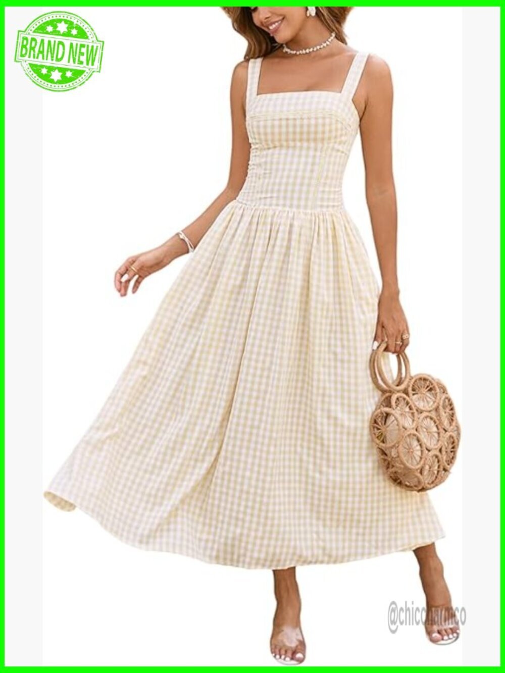 Flowy Midi Corset Dress Square Neck Sleeveless Lace Wedding Guest Dress with